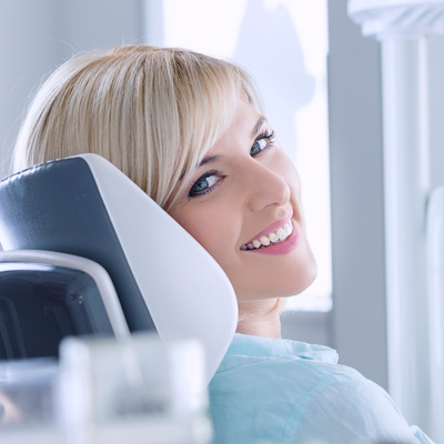 young woman in dental chair