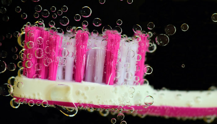 toothbrush bristles and bubbles